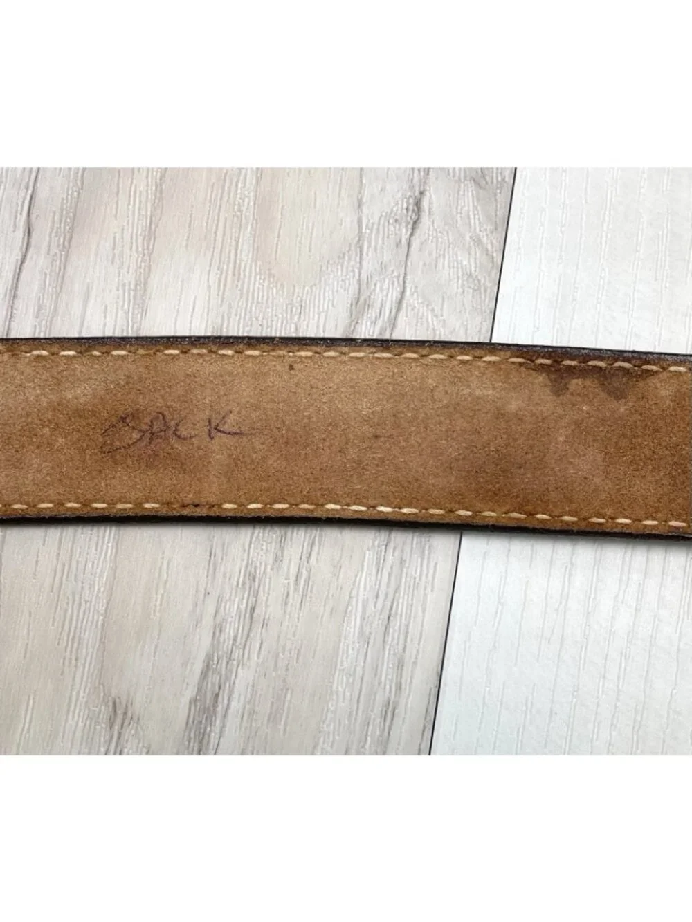 VTG Sz 35 Brown Hand Tooled Leather Western Belt Personalized JACK 1.5
